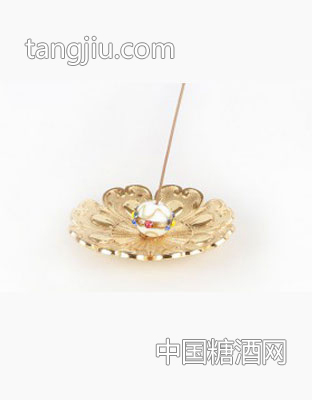 五彩琉璃銅香插（象牙白）